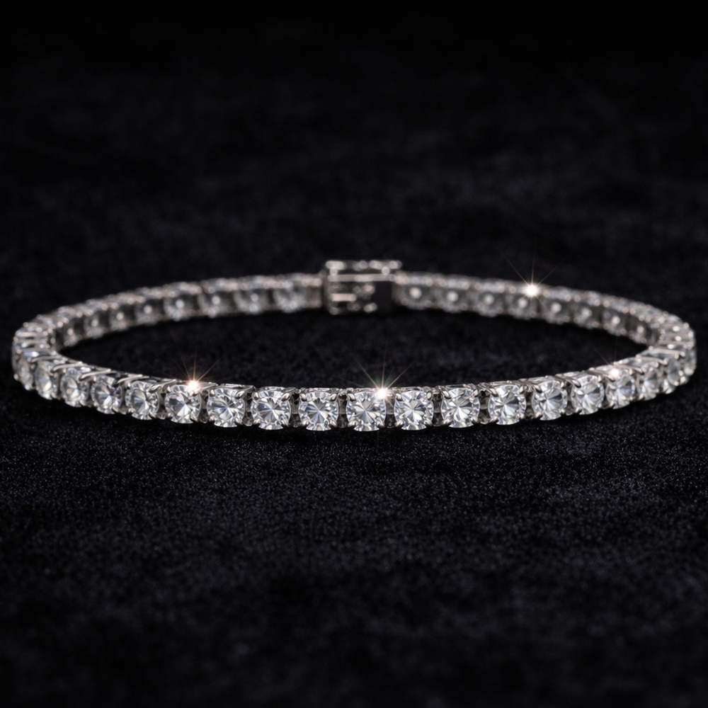 Luxury Moissanite Bracelet 7 Inches Long 5MM Wide